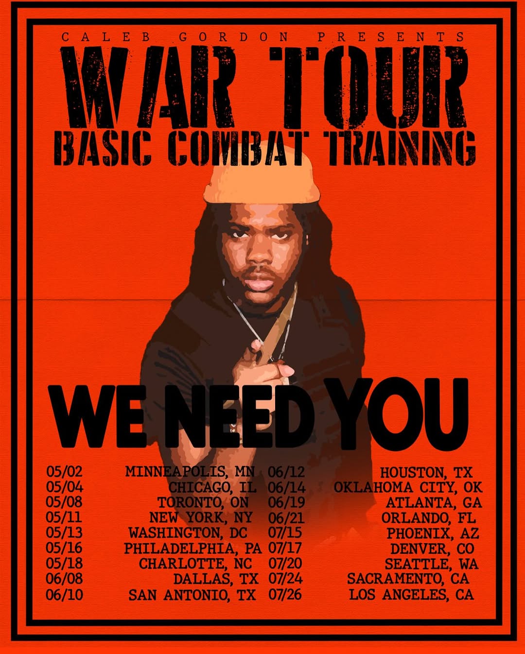 Caleb Gordon War Tour: Basic Combat Training Tour Poster 2025